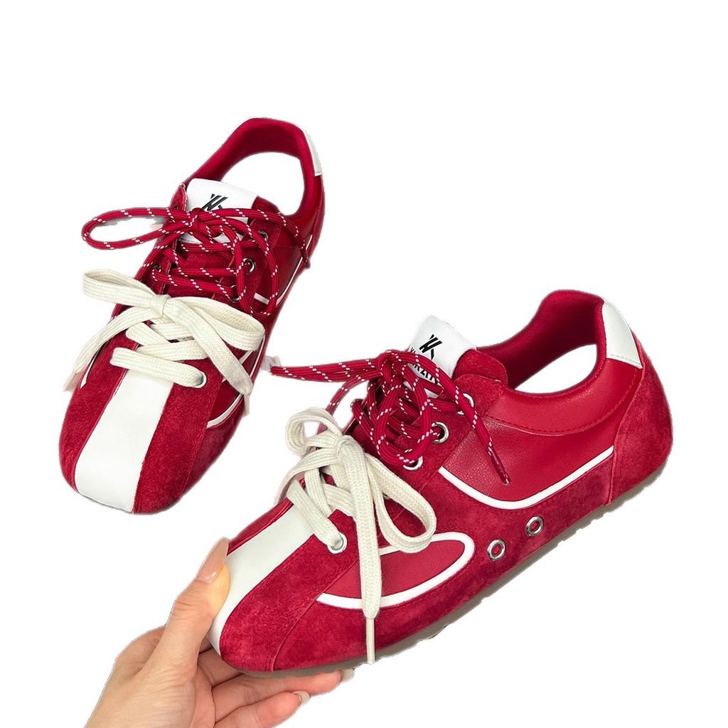 Leather German training shoes women's inner height increase 2025 new versatile leisure sports comfortable breathable jogging Forrest Gump shoes si