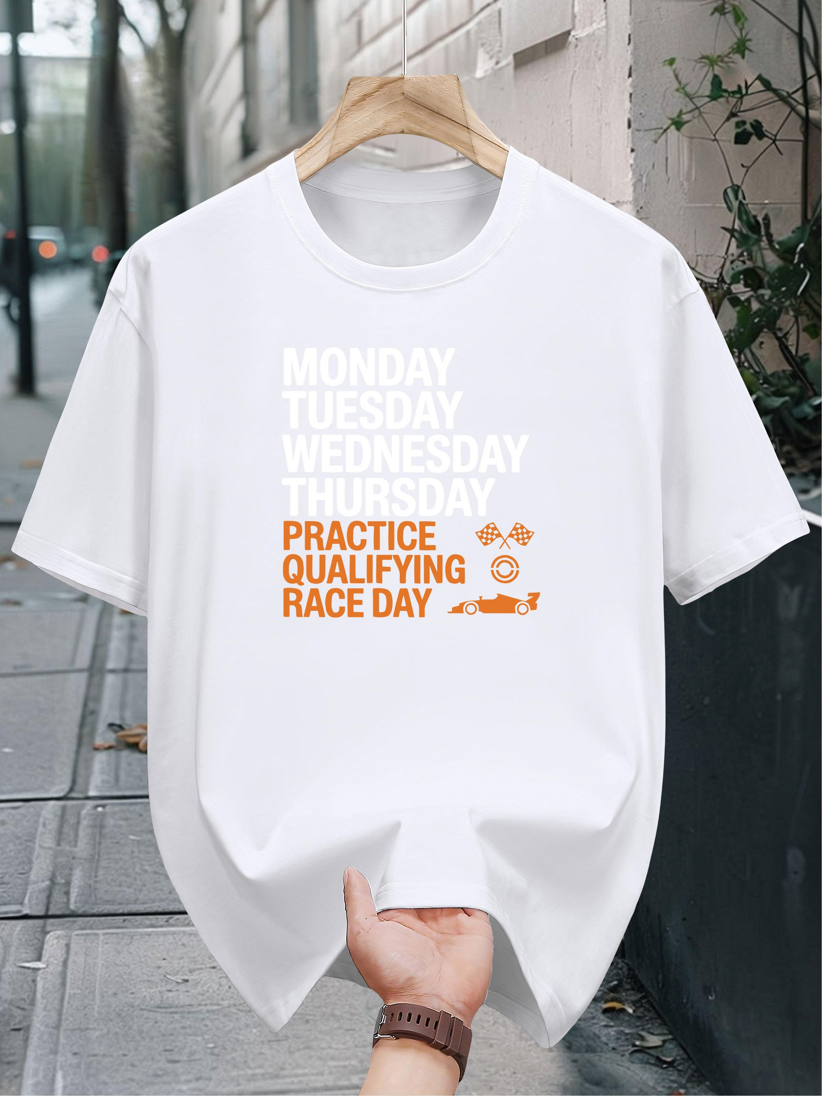 Men S Racing Theme T-Shirt - Car Motorsport Graphic Heat Transfer Print with Weekly Race Schedule from Monday to Sunday XXXXL