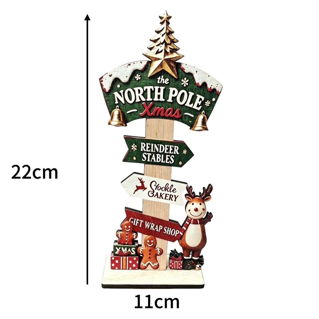 Santa Reindeer Desktop Ornament Wooden Christmas Houses Village Tabletop Decoration For Home Xmas 2026 2027 New Year Party Decor