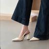 French Beige Temperament High Heels Women's 2025 New Thick Heel Pointed Empty Sandals Internet Celebrity Versatile Shoes