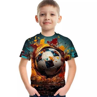 Gyermek rövid ujjú nyári 3D golyós mintás gyermekruházat Fiú póló