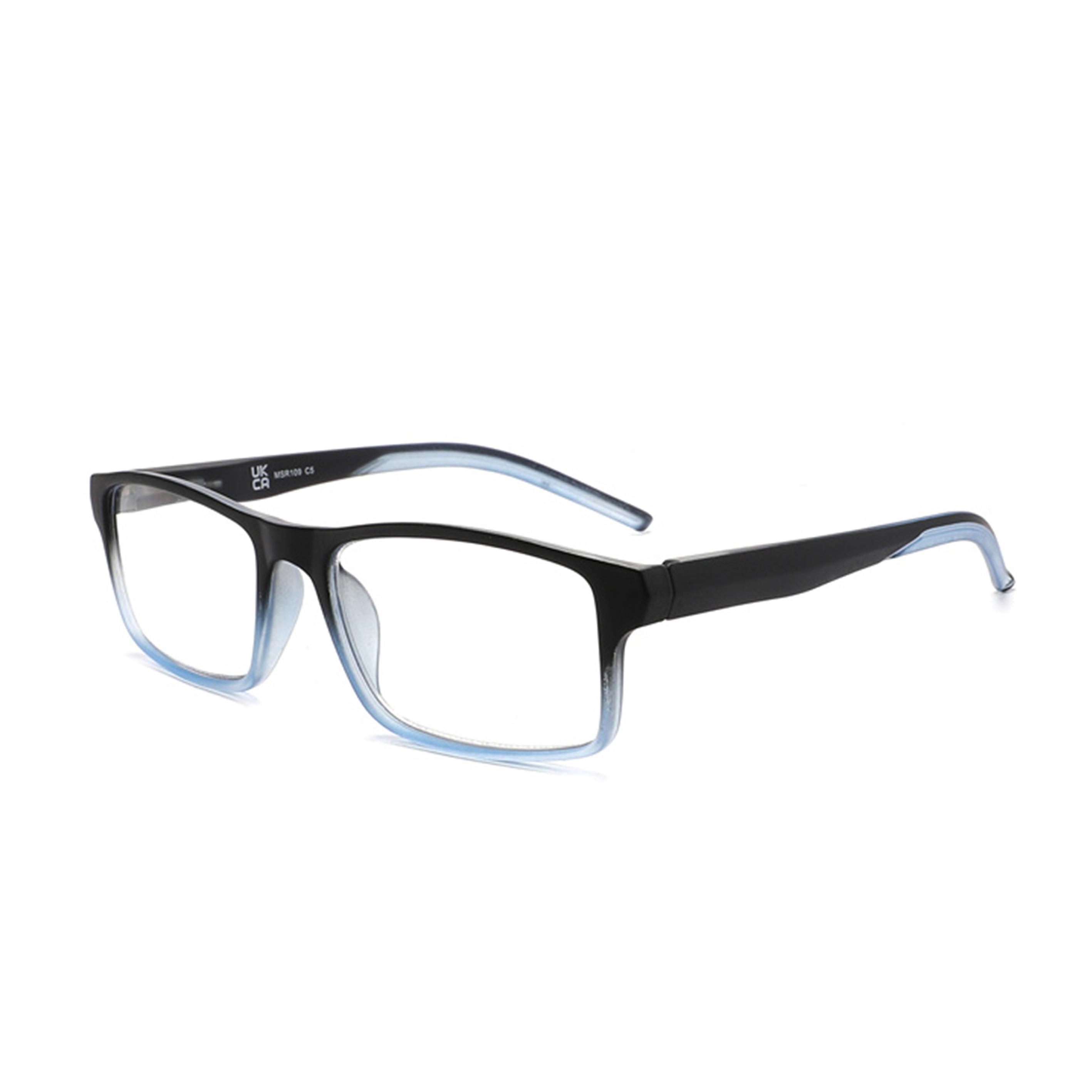 

Modfans Stylish Gradient Rectangle Men S Blue Blackout Reading Glasses Uv Protection Comfort Spring Hinge Glasses +4.0