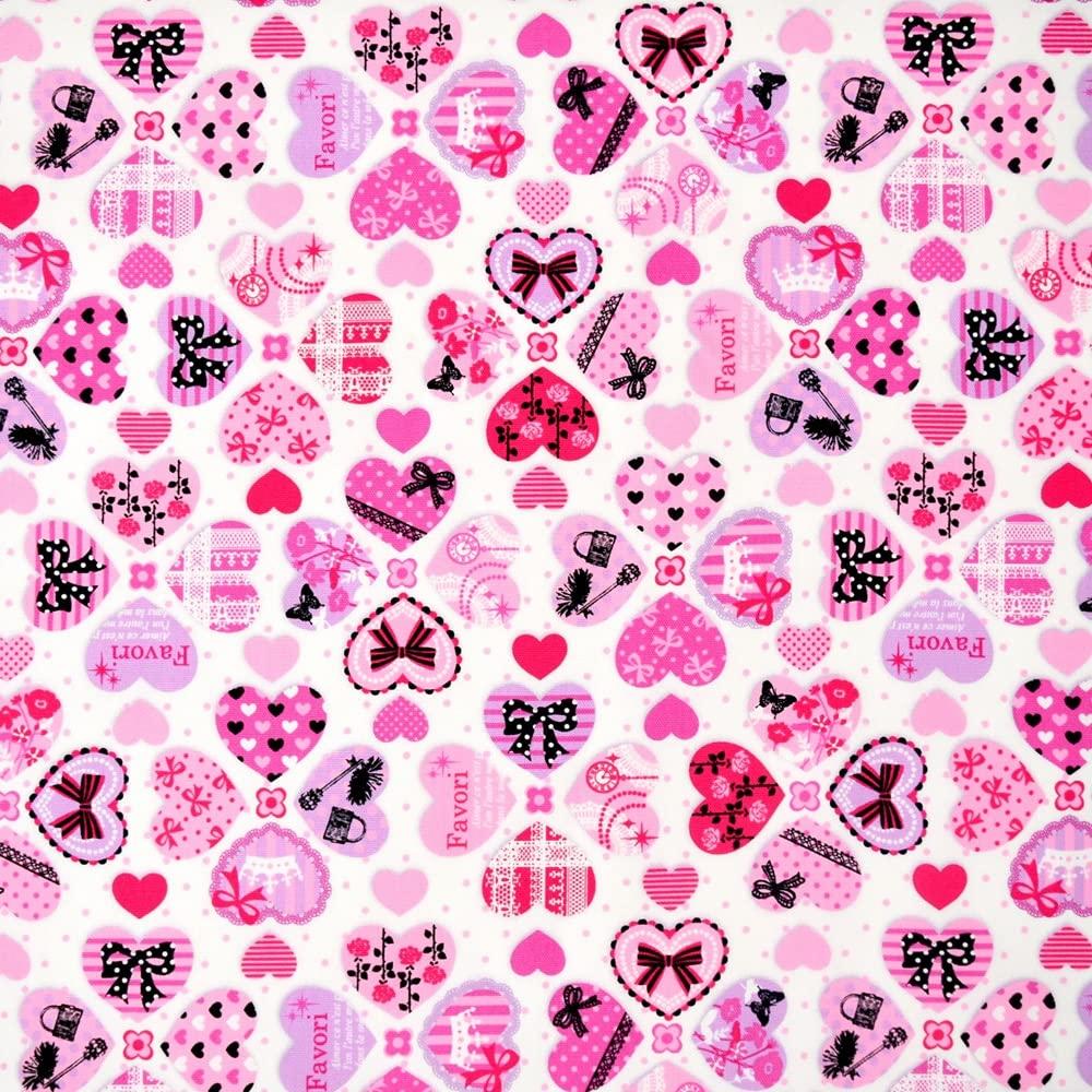 COLORFUL TEXTILE MARKET Heart Ribbon Assortment Oxford 110cm x D0081330 (Off-White) Fabric, 300cm,