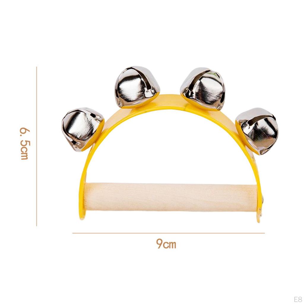 Wood Handbell Educational Toys Musical Instrument Drum Bell Handheld Tambourine for Game KTV