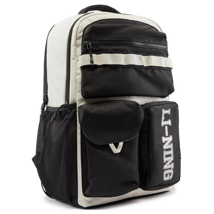 New LiNing Sports Life Collection Polyester Backpack Unisex Black & Silver Birch Gray ABSV003-2