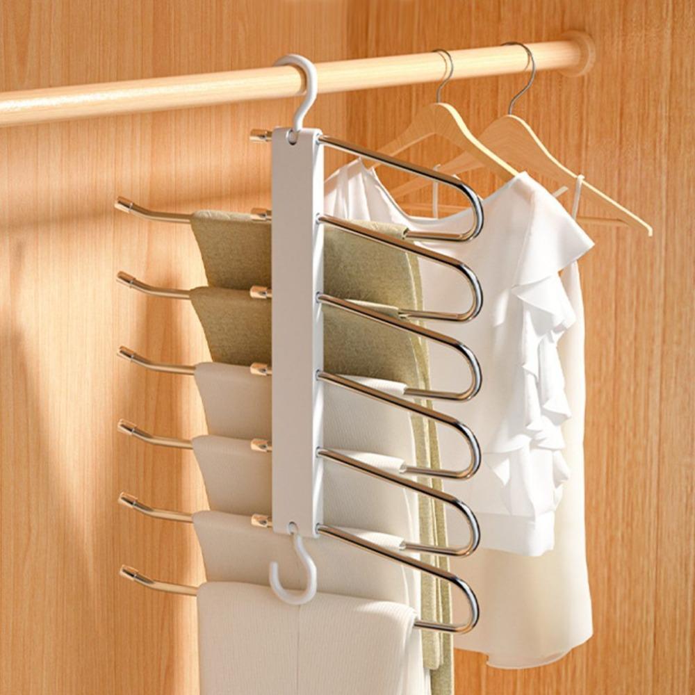 Hanging Hole Foldable Pants Hangers Stainless Steel Multifunctional Trouser Rack  Jeans