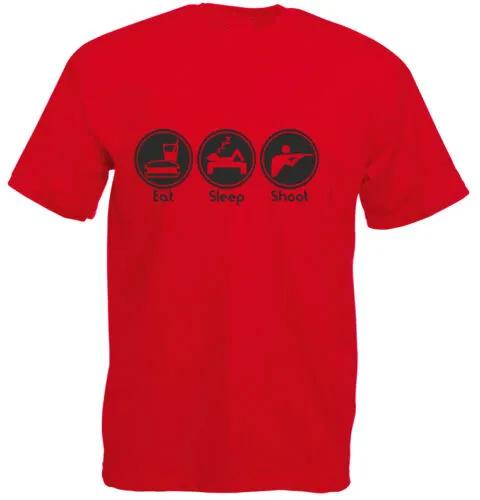 Eat Sleep Shoot Funny Shooting Sport Mens TShirt Summer 100 Cotton Short Sleeve ONeck Unisex T Shirt New Siza S3XL
