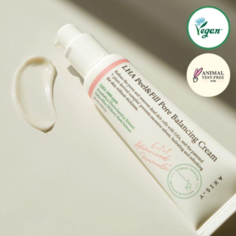 AXIS-Y LHA Peel & Fill Pore Balancing Cream 50ml – Pore Refining Moisturizer for Oily & Combination Skin