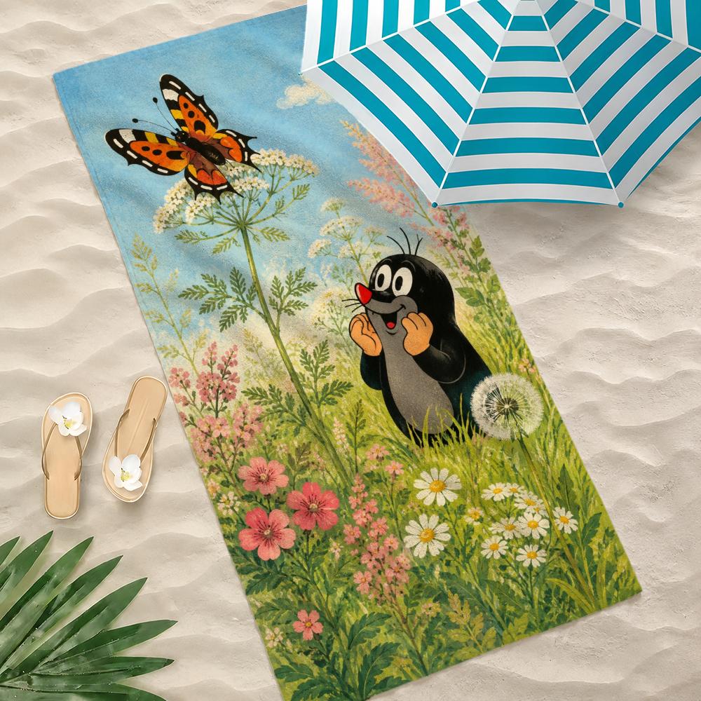 Cartoon T-The Little Mole Towel Towel Beach Towel, Quick Drying Absorbent Bath Towel for Swim,Gym,Camping,Outdoor Hot