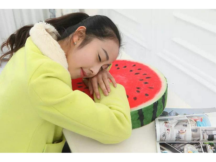 Creative Fruit Plush Toy Set: Watermelon, Orange, Dragon Fruit Cushions - Cute Nap Pillows