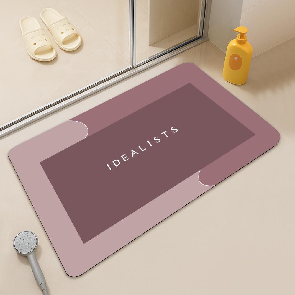 

Диатомитовый коврик для ванной, Нескользящий, Защищающий от плесени, Впитывающий коврик из диатомовой грязи, Прямоугольный коврик для спальни и кухни, Утолщенный придверный коврик. 40x60cm розовый