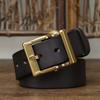 Men's Leather Belt Thickening Bolding Vegetable Tanned Full-Grain Leather Cowhide Brass Buckle Retro Genuine Leather Fashion