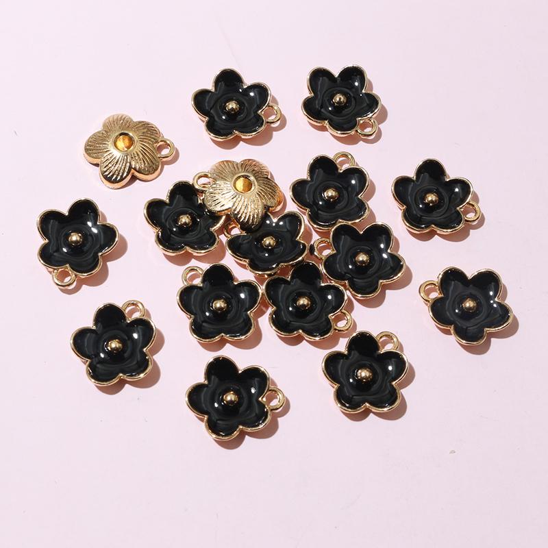 20pcs 13x11.5mm Enamel Cute Small Flower Charms Pendant DIY Jewelry Making Accessories Findings for Bracelet Earrings Keychains
