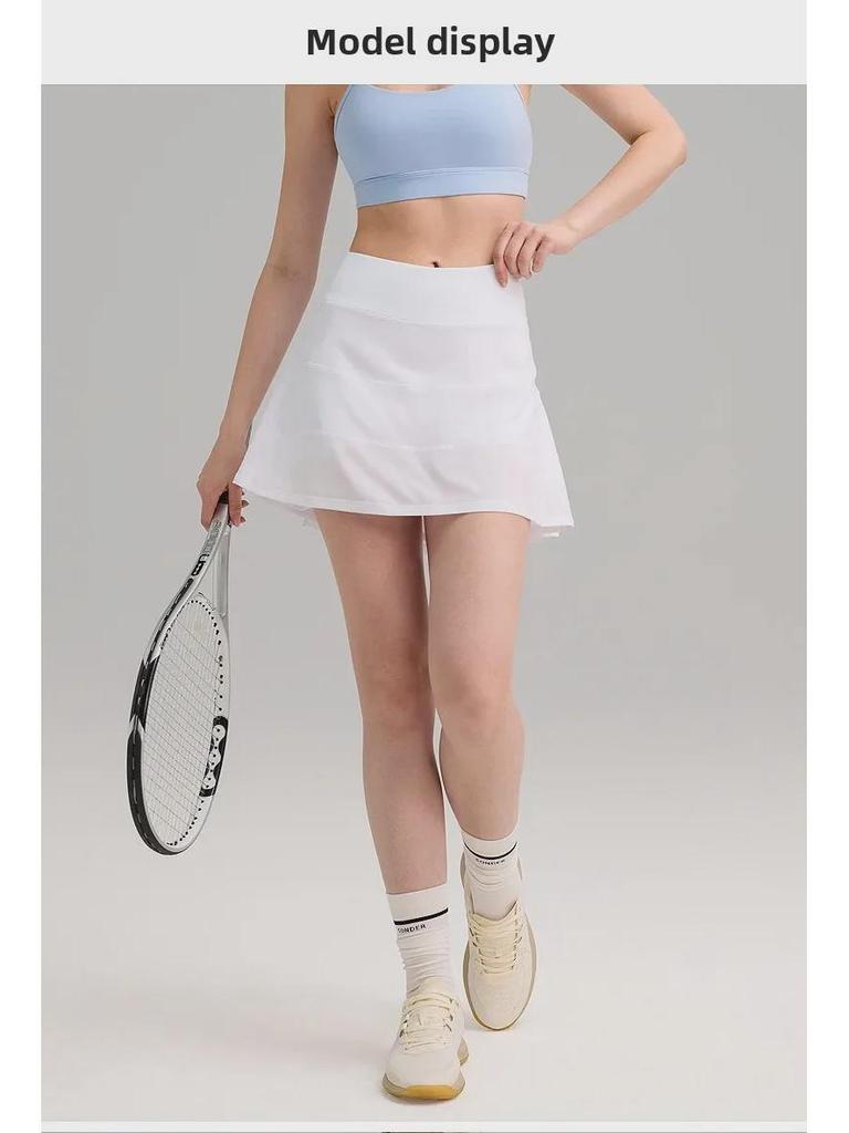 Women's High Waist Quick-Dry Pleated Sports Skirt with Built-In Shorts for Running and Tennis