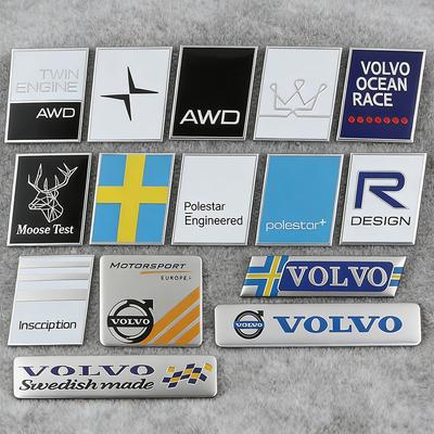 AABBI1 3D Aluminum Car Badge Stickers Body Trunk Decoration Decal Accessories For Rdesign Polestar AWD V50 S60 XC60 S40 XC40 XC90