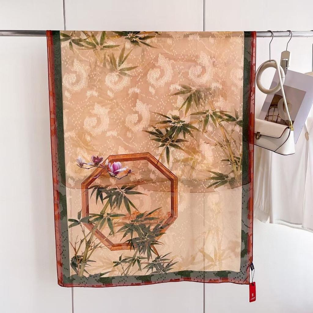New Style  Thin Chinese Style Jacquard High-end  Versatile Double-sided High-end Silk Scarf