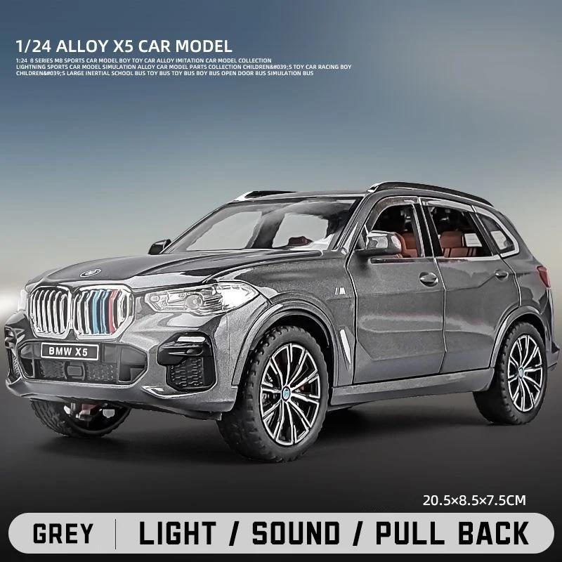 1/24 BMW X5 Alloy Car Model Diecast Car Sound Light Car Lovers Collection Kids Birthday Gift Metal Boys Toys Fashionable Ornaments