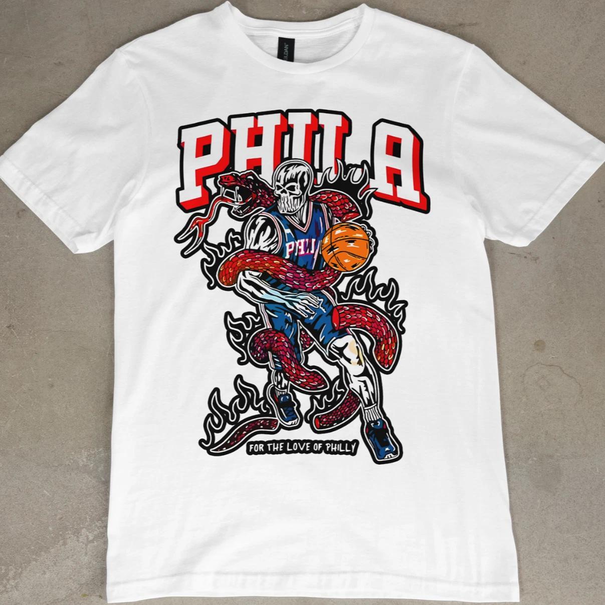 Philly Basketball Graphic Tee 76ers Philadelphia Snake Vintage Retro T-Shirt 3XL