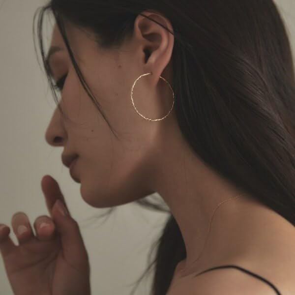 K18 Mirror Cut Bead Hoop Earrings Yellow Gold 00 [Kokoshnick] (small) (100)