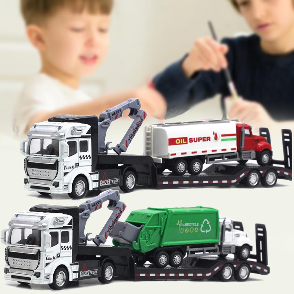 Auto im Maßstab 1/50, Spielzeugautomodell, hochsimuliertes LKW-Modell, mehrere Designs, Pullback-Anhänger, Müllwagen, Benzintransport, Hygiene