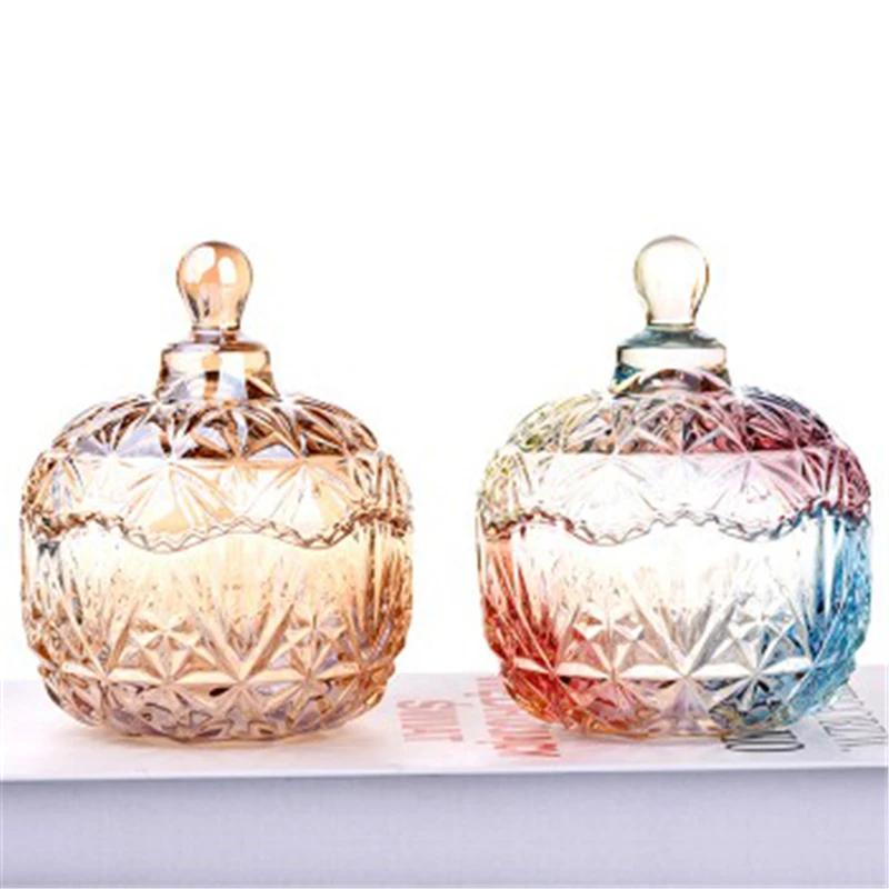 Überdachte Vorratsdose für den Haushalt, Bonbondose aus Kristallglas mit Deckel, kreative Persönlichkeit, Mode, kleiner, zarter Obstteller aus Glas