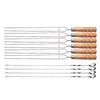 Barbecue Skewers 201 Stainless Steel U Shaped Reusable BBQ Fork Sticks with Wooden Handle for Grilling