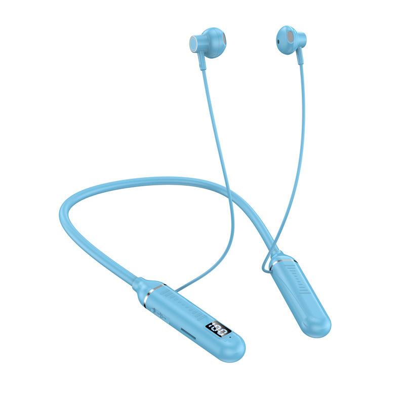 Wireless Bluetooth-compatible Headset LED Digital Display Hanging Neck Stereo Noise Cancelling