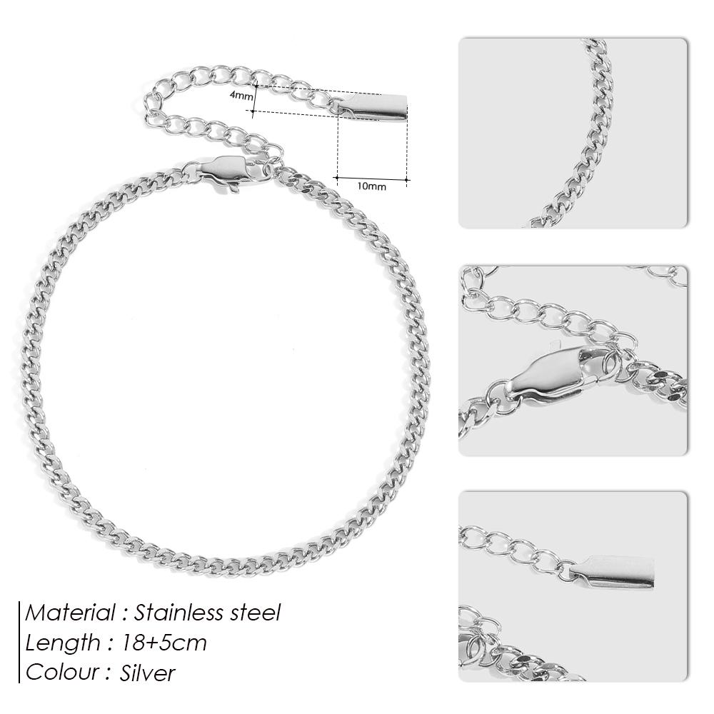 Emanco Anklet Manufacturers  Waterproof Stainless Steel Flat Chain Anklets Suitable for Daily Wear