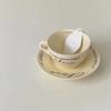 Korean Instagram's Same Retro French Cream Colored Coffee Cup and Plate Breakfast Cup Ceramic Dining Plate 350ml