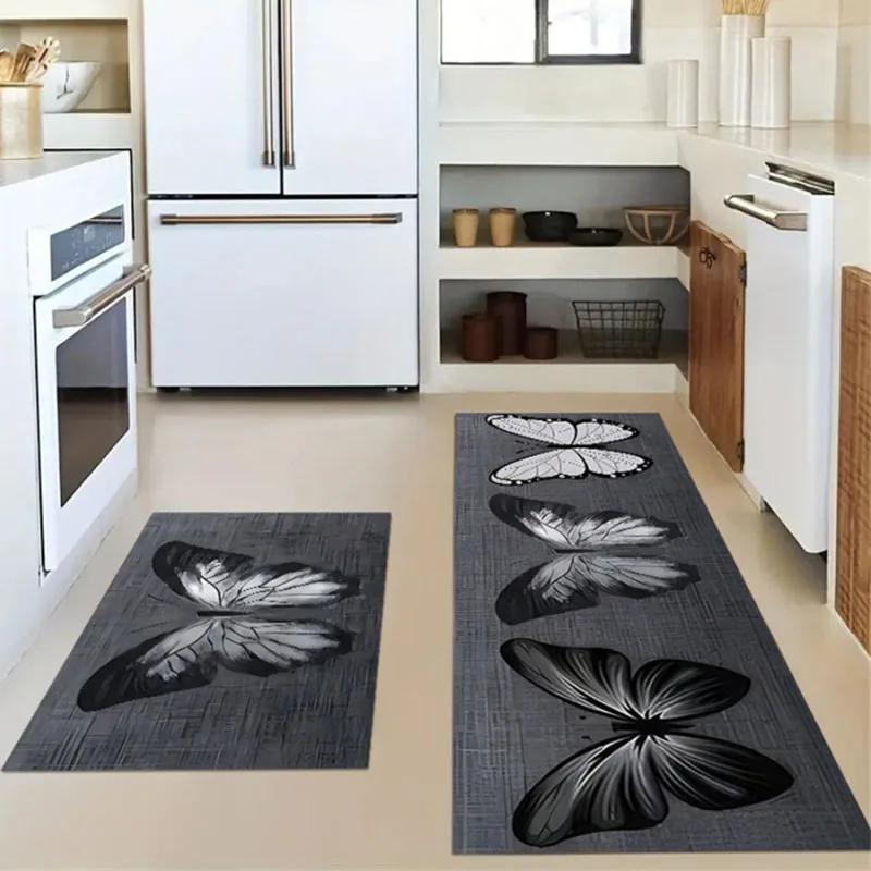 Kitchen Mat Kitchen Carpet Non-Slip Washable Bath Floor Mat Entrance Doormat Laundry Room Lounge Decor Rug Living Room Carpet