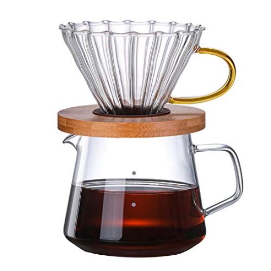 Gugrida 400ml600ml Coffee Server, Drip Coffee Server, Hand Drip Coffee Server, Heat and Cold Resistant, High Boron Silica Glass Material, Non-Toxic,