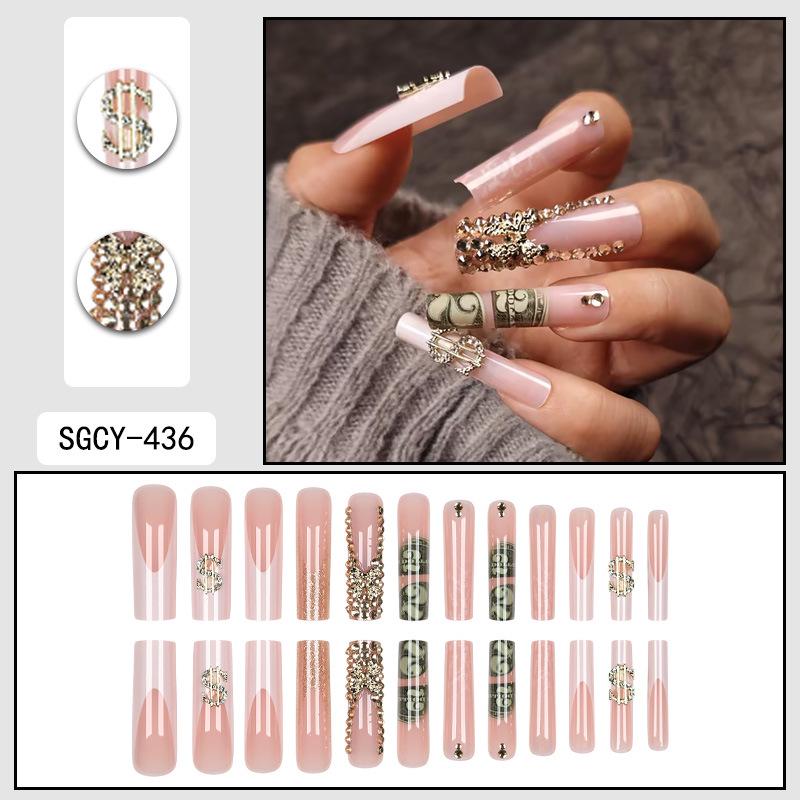 O8 Long Nail Art Tips - European & American High-End Wearable Summer Stickers