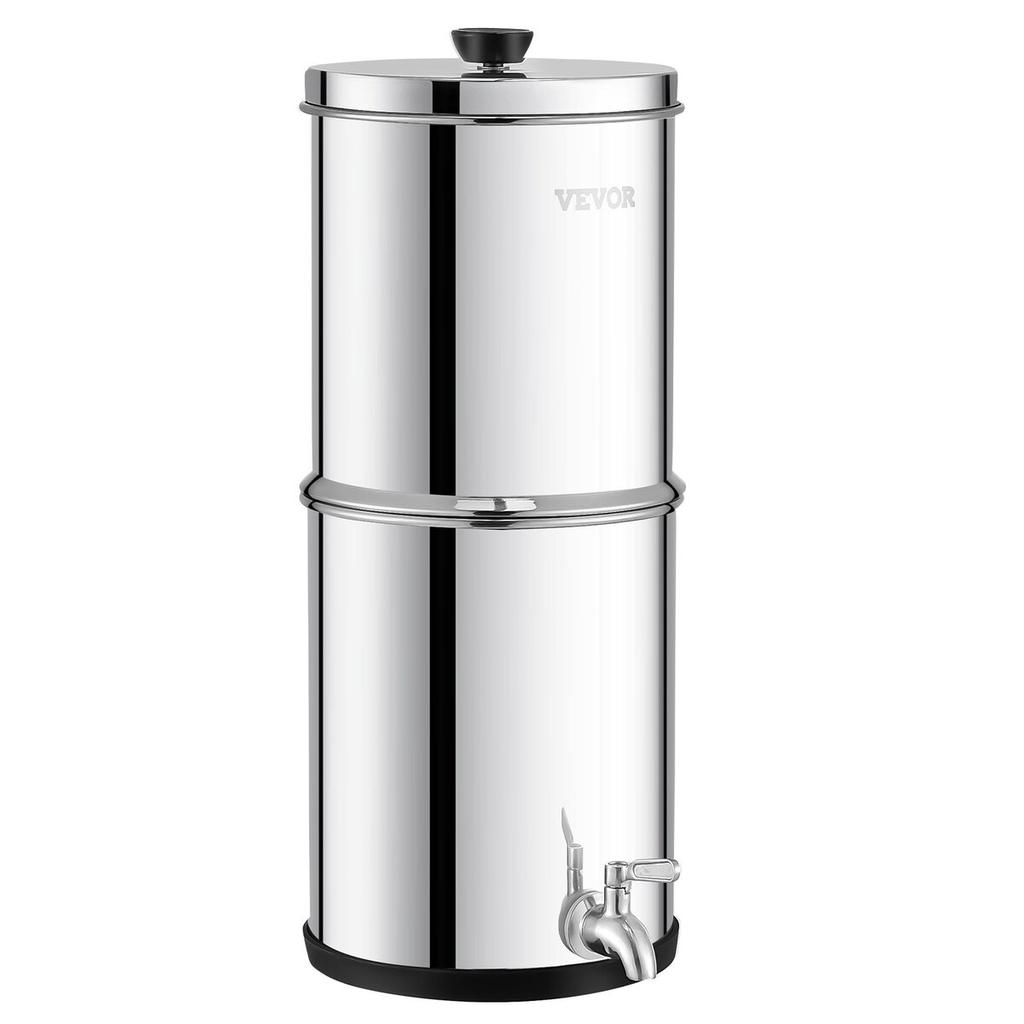 Gravity-fed Water Filter System, 1.5G 304 Stainless-Steel Countertop System, Water Filtration System, Reduces Lead and Up To 99% of Chlorine, with 2