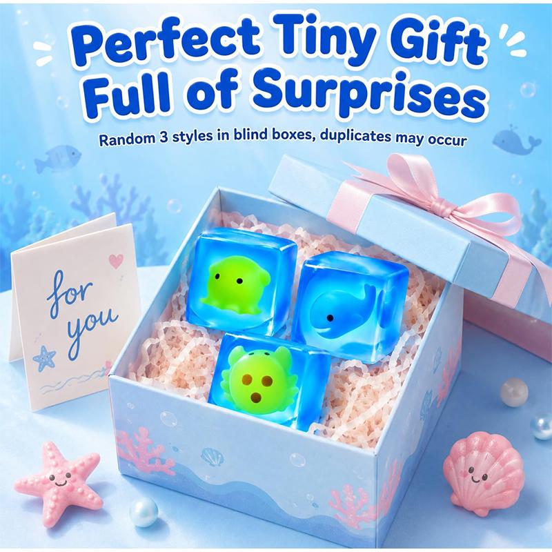 Noctilucent Squishy Ocean Cube Fun Blue Slow-Rising Squishy Toy Squeeze Stress Relief Portable Relaxing Fidget for Small Gift
