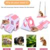 4Pieces Pink Exercise Wooden Hamster House Hamster Toys Set Hamster Toys Hamster Cage