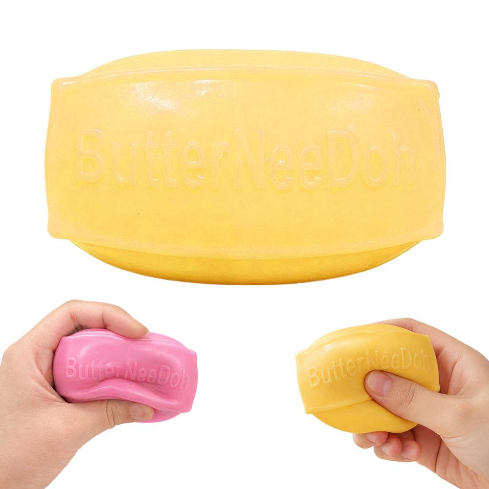 Kleine Gele Boterstaaf Vierkant Stressverlichtende Speeltjes Squishy Fidget Speeltje Ornament Boter Squishy Knoedel Anti-stress Squishy geel