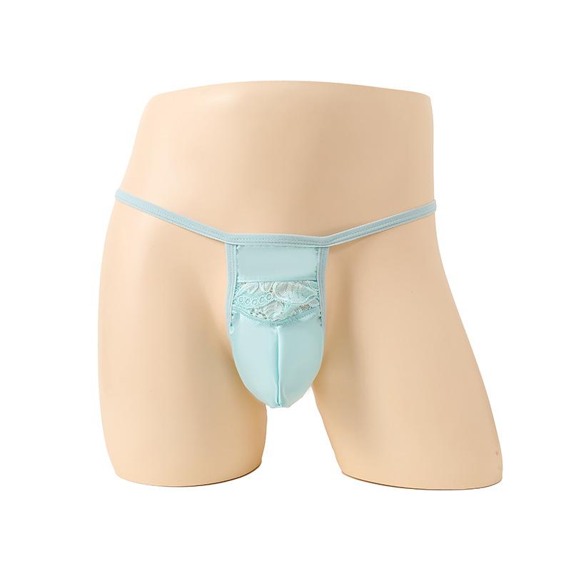 Men's stretch panties, ribbon full-pocket triangle sex underwear, men's sex thong panties
