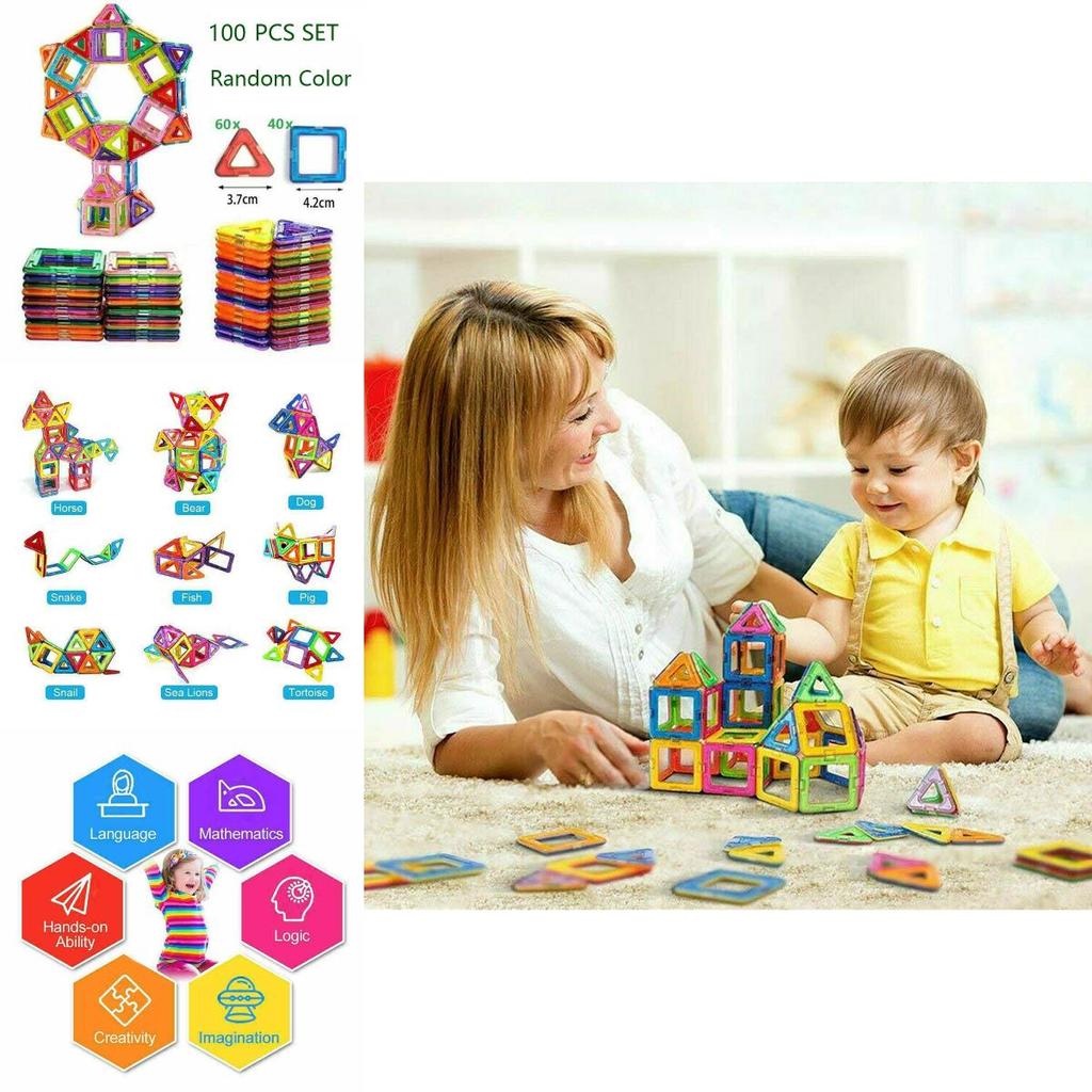 Magnetic Building Blocks Construction Set With Vibrant Multicolor Pieces For Creative Kids And Relaxing Adults