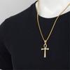 Egyptian Ankh Cross Necklaces Pendants Gold Color Stainless Steel Hieroglyphs Amulet Necklaces For Women Men Egypt Jewelry Gifts