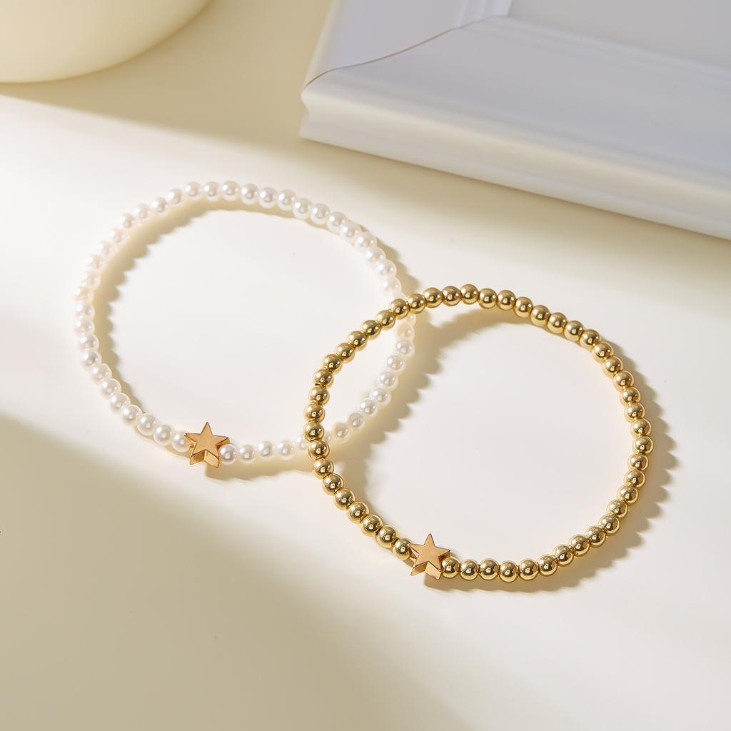 Light Luxury Love Pearl Double-layer Bracelet Ins Wind Five-pointed Star Beaded Bracelet Niche Stacked Women's Jewelry
