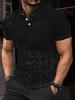 Printed Design – Not Textured Men's Short Sleeve POLO, Flat Digital Print Pattern - Non-textured Fabric Texture with Dark Background, Fashionable