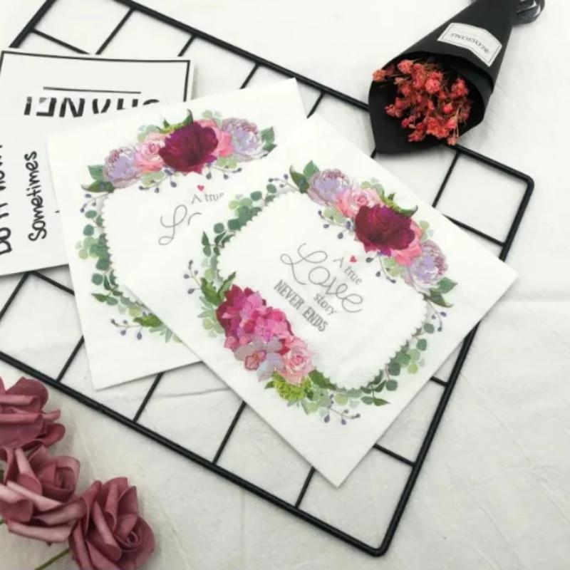 20pcs/Pac 33*33cm 2-Ply Disposable Party Napkin Wedding Pattern