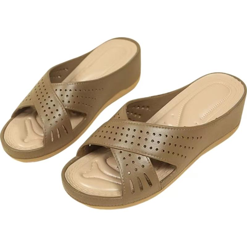 Damen Sommer Neue Offene Zehen Keilabsatz Hausschuhe Wasserdicht Rutschfest Weiche Sohle Leichtgewichtige Hauspantoffeln Outdoor Strand Sandalen
