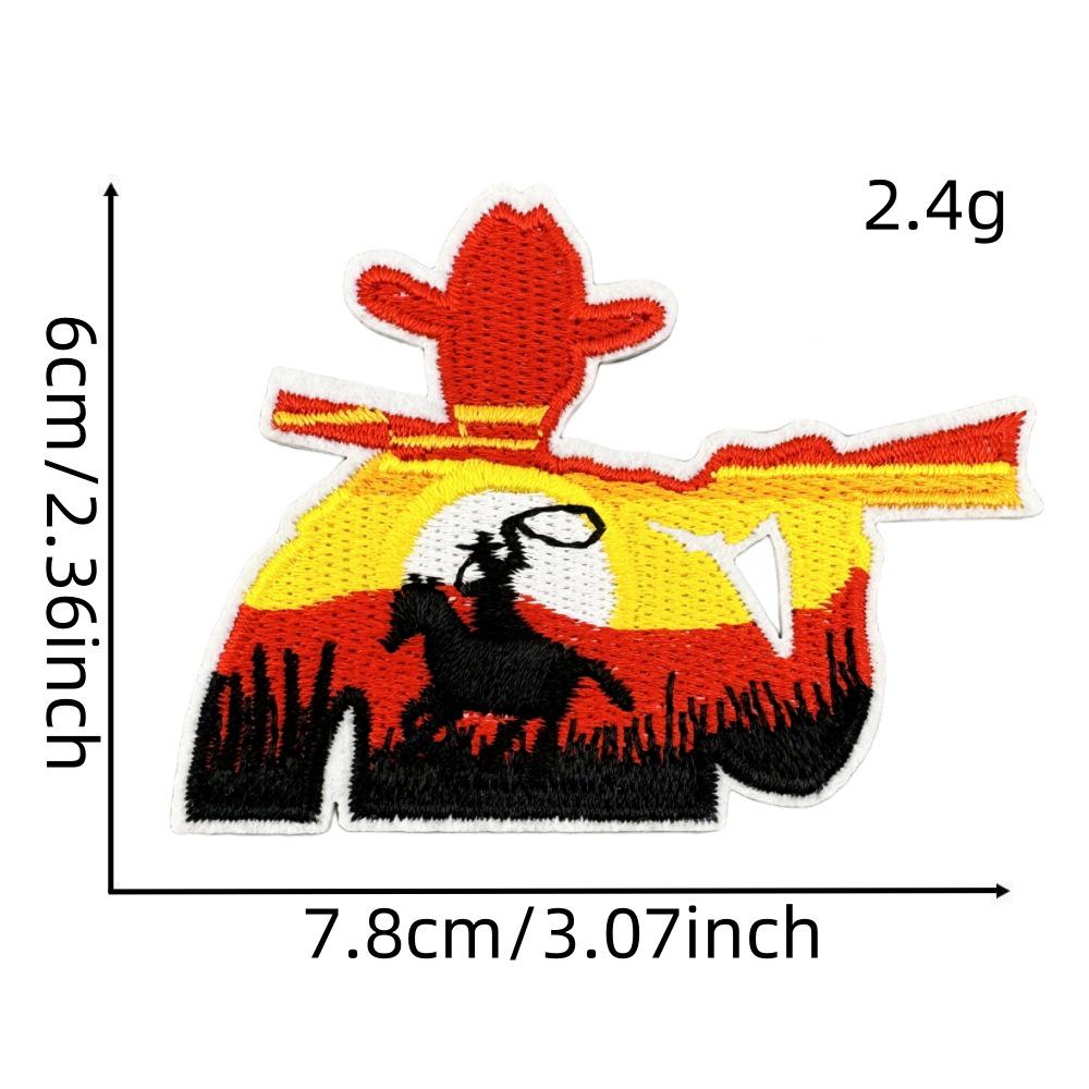 Western Cartoon Boy Denim Iron-On Embroidery Patches for Jackets and Clothing Decor