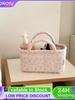 Women Quilted Fabric Storage Basket Lightweight Sweet Padded Handbags Underwear Sundries Laundry Basket Travel Carring Tote Bags