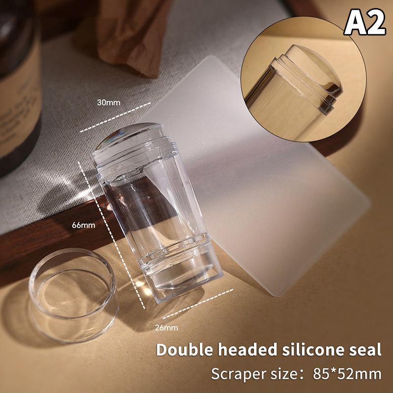 Silicone Transparent Nail Art Stamping Kit French For Manicure Plate Stamp Polish Stencil Template Seal Stamper Scraper