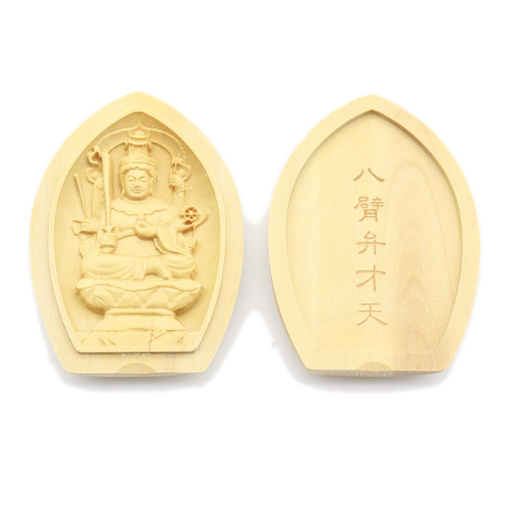 

особая буддийская статуя Сидящая статуя Бэндзайтэн подставка для благовоний Божество-защитник Будды денежный ящик резьба по дереву самшит 17576 Курита s [Защитник]