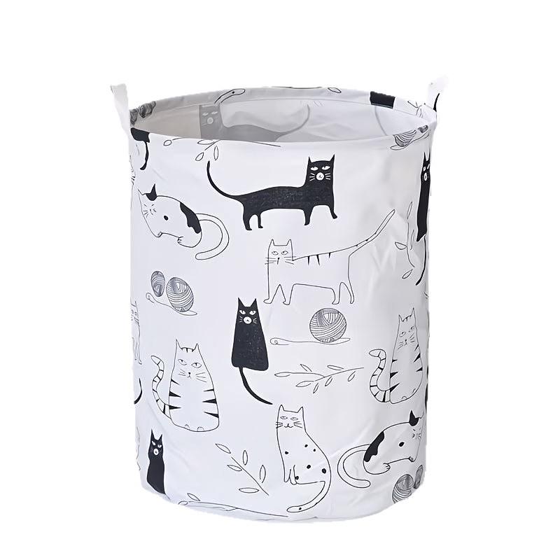 Large Capacity Fresh White Chrysanthemum Print Laundry Hamper for Bathroom/Bedroom