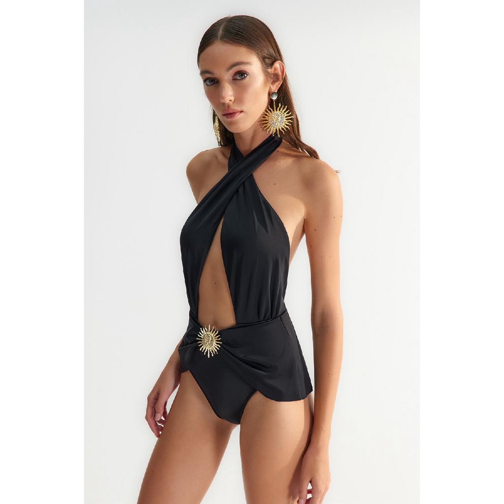 X Zeynep Tosun Black Sun Accessory Detailed Swimsuit Tclss23ma00001