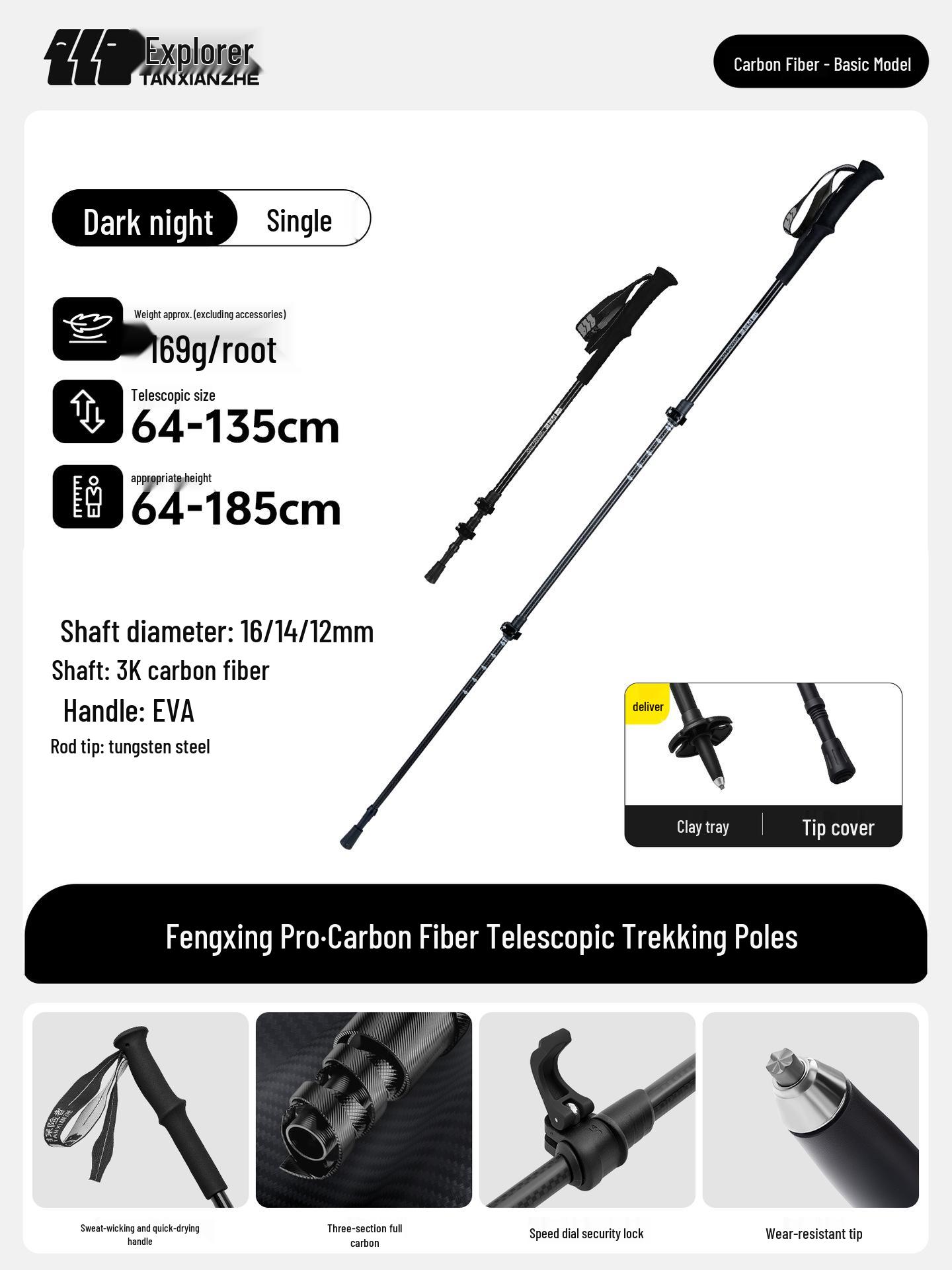 Explorer Women s Ultra-light Pink Carbon Fiber Folding Trekking Poles - Professional Hiking Gear